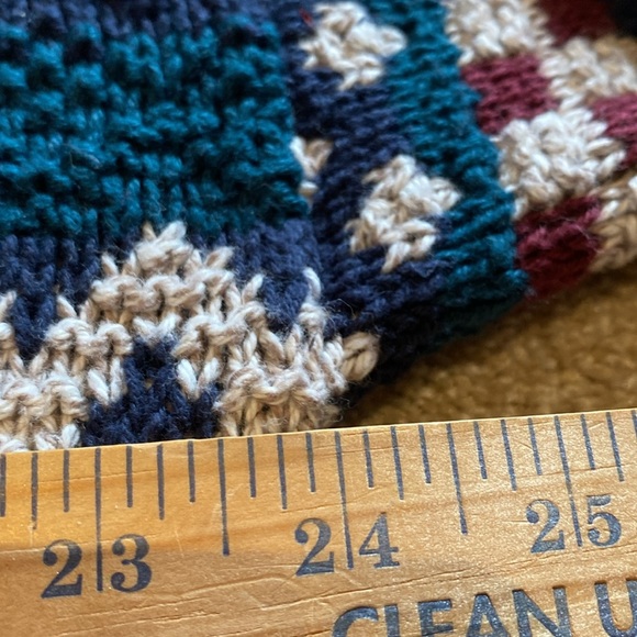 Roundtree 3D Heavy Cotton Textured L/S Crew Neck Sweater Navy Red Cream Green L - Picture 4 of 11